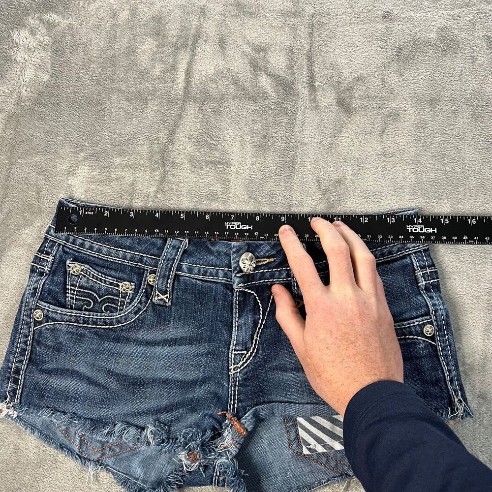 Rock Revival Shorts Womens 25  Blue Camila Easy Boot Frayed Jean Denim - Picture 7 of 13
